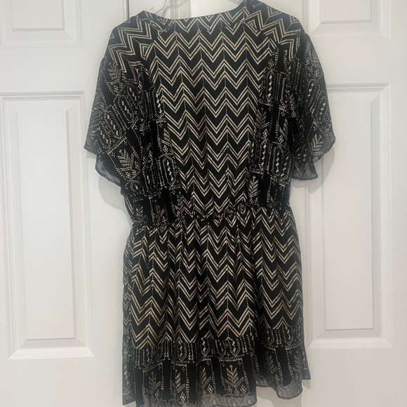 Free People Black and Cream Geometric Mini Dress - Picture 2 of 4